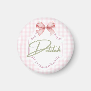 Gepersonaliseerde Delilah Baby Girl Nursery Gingha Magneet