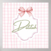 Gepersonaliseerde Delilah Baby Girl Nursery Gingha Poster (Voorkant)