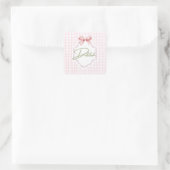 Gepersonaliseerde Delilah Baby Girl Nursery Gingha Vierkante Sticker (Tas)