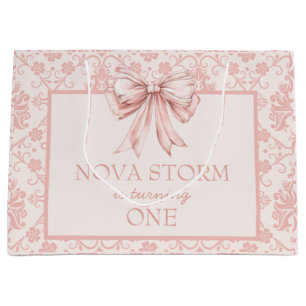 Gepersonaliseerde Demask Blush Pink Coquette mijlp Groot Cadeauzakje