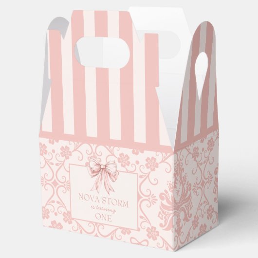 Gepersonaliseerde demask Blush Roze Coquette Verja Bedankdoosjes (Geopend)