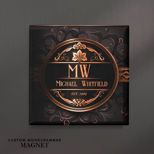 Gepersonaliseerde Demask Monogram Magnet