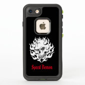 Gepersonaliseerde demon schedel in vlammen (Achterkant)