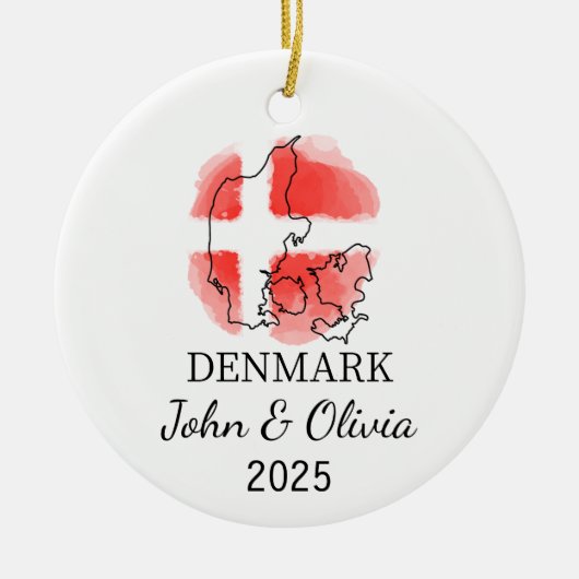 Gepersonaliseerde Denemarken Ornament, Denemarken Keramisch Ornament (Voorkant)