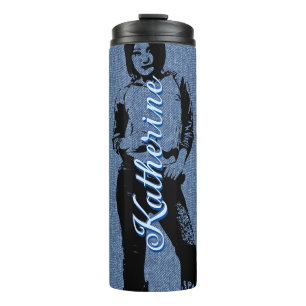 GEPERSONALISEERDE DENIM COWGIRL THERMAL TUMBLER THERMOSBEKER