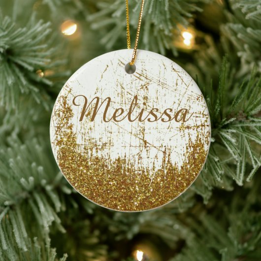 Gepersonaliseerde denim en glitter keramisch ornament (Boom)