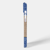 Gepersonaliseerde denim & leer met roze strik Case-Mate iPhone case (Achterkant / Links)