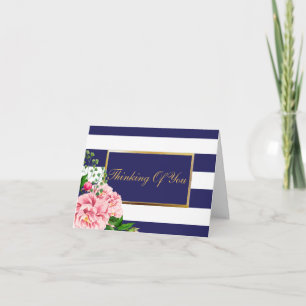 Gepersonaliseerde "Denken aan jou" Rozen Navy Stri Kaart