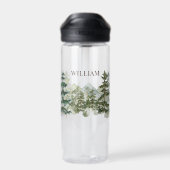 Gepersonaliseerde dennenbos en berg Natuur Waterfles (Achterkant)