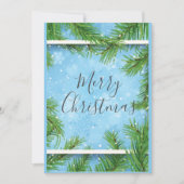 Gepersonaliseerde dennennaalden met sneeuw feestdagenkaart (Voorkant)