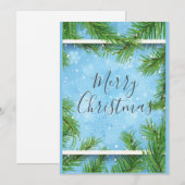 Gepersonaliseerde dennennaalden met sneeuw feestdagenkaart (Voorkant / Achterkant)