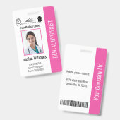 Gepersonaliseerde Dentist Kantoor Logo Foto ID Roz Badge (Front & Back)