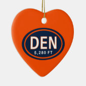 Gepersonaliseerde Denver CO 5,280 FT Hart Ornament (Rechts)