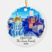 Gepersonaliseerde Denver Ornament, Colorado Gift Keramisch Ornament (Voorkant)