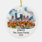 Gepersonaliseerde Denver Ornament, Colorado State Keramisch Ornament (Voorkant)