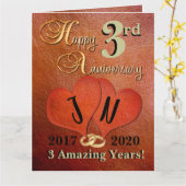 Gepersonaliseerde derde bruiloft 3 jaar Jubileum K Kaart (Gele Bloem)