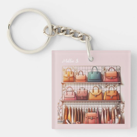 Gepersonaliseerde Designer Boutique Handtassen Sleutelhanger (voorkant)