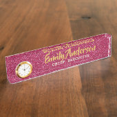 Gepersonaliseerde Desk NAAM Bord ROZE GLITTER GOLD Naambordje (Zijkant)