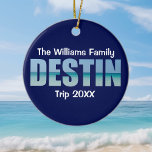 Gepersonaliseerde Destin Beach Trip Foto op Terug Keramisch Ornament<br><div class="desc">Deze coole aangepaste kerstversiering van Destin Florida met uw vakantiefoto op de achterkant is voorzien van uw persoonlijke groepsnaam voor een familiereünie of reis naar de Emerald Coast. De letters van het woord DESTIN zijn gevuld met prachtige oceaanfotografie.</div>