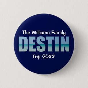 Gepersonaliseerde Destiny Beach Trip Cool Blue Ronde Button 5,7 Cm