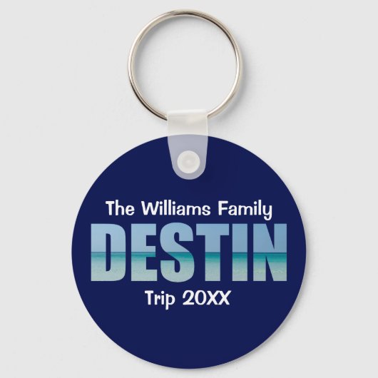 Gepersonaliseerde Destiny Beach Trip Cool Blue Sleutelhanger (Voorkant)