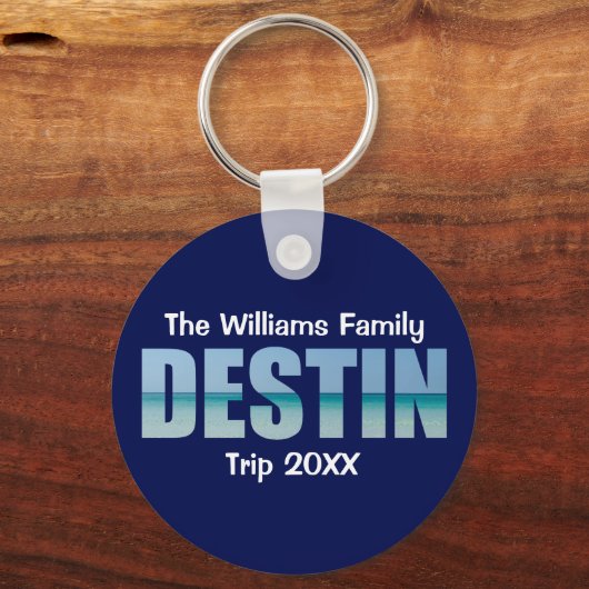 Gepersonaliseerde Destiny Beach Trip Cool Blue Sleutelhanger (Achterkant)