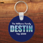 Gepersonaliseerde Destiny Beach Trip Cool Blue Sleutelhanger (Voorkant)