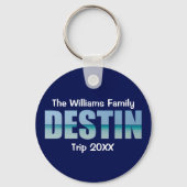Gepersonaliseerde Destiny Beach Trip Cool Blue Sleutelhanger (Achterkant)