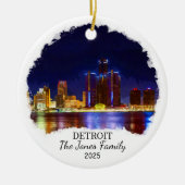 Gepersonaliseerde Detroit Ornament, Michigan State Keramisch Ornament (Voorkant)
