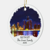 Gepersonaliseerde Detroit Ornament, Michigan State Keramisch Ornament (Links)