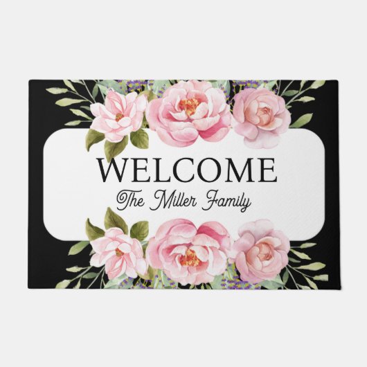 Gepersonaliseerde deurmat bloemen gepersonaliseerd (Voorkant)