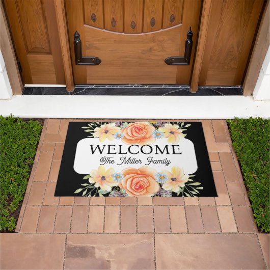 Gepersonaliseerde deurmat bloemen gepersonaliseerd (Buiten)