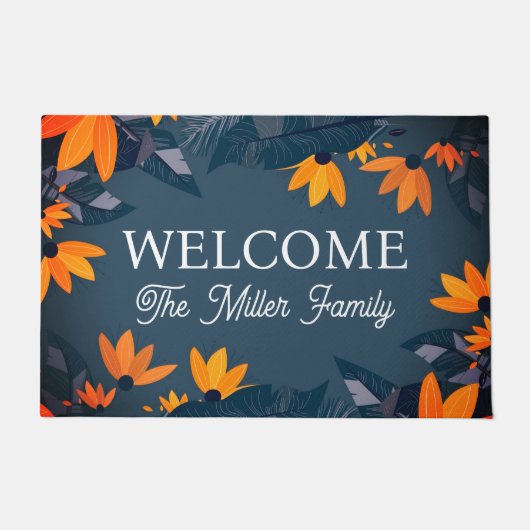 Gepersonaliseerde deurmat bloemen gepersonaliseerd (Voorkant)