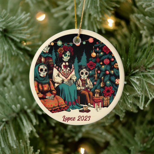 Gepersonaliseerde Día de los Muertos kerstvakantie Keramisch Ornament (Boom)