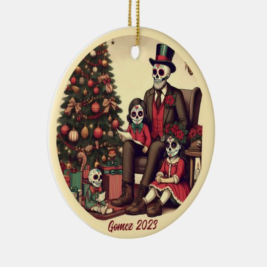 Gepersonaliseerde Día de los Muertos kerstvakantie Keramisch Ornament (Rechts)