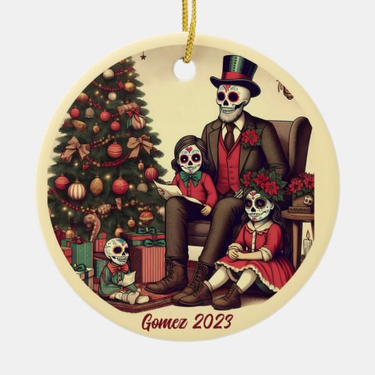 Gepersonaliseerde Día de los Muertos kerstvakantie Keramisch Ornament (Voorkant)