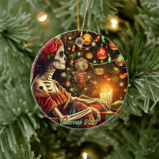Gepersonaliseerde Día de los Muertos kerstvakantie Keramisch Ornament (Boom)