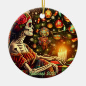 Gepersonaliseerde Día de los Muertos kerstvakantie Keramisch Ornament (Voorkant)