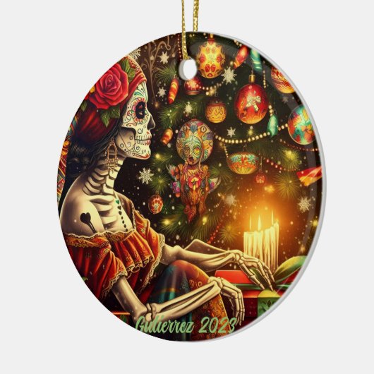 Gepersonaliseerde Día de los Muertos kerstvakantie Keramisch Ornament (Links)