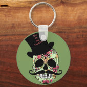 Gepersonaliseerde Dia de los Muertos Sleutelhanger (Voorkant)