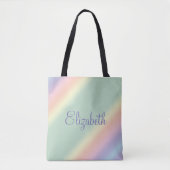 Gepersonaliseerde Diagonale Pastel Regenboog Water Tote Bag (Voorkant)