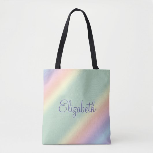 Gepersonaliseerde Diagonale Pastel Regenboog Water Tote Bag (Voorkant)