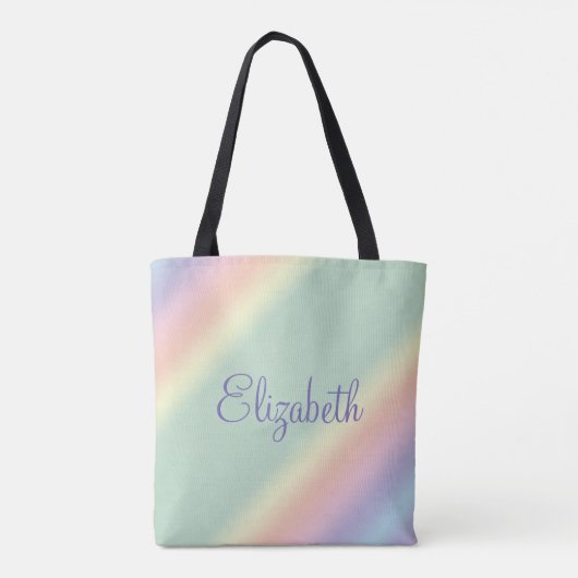 Gepersonaliseerde Diagonale Pastel Regenboog Water Tote Bag (Achterkant)