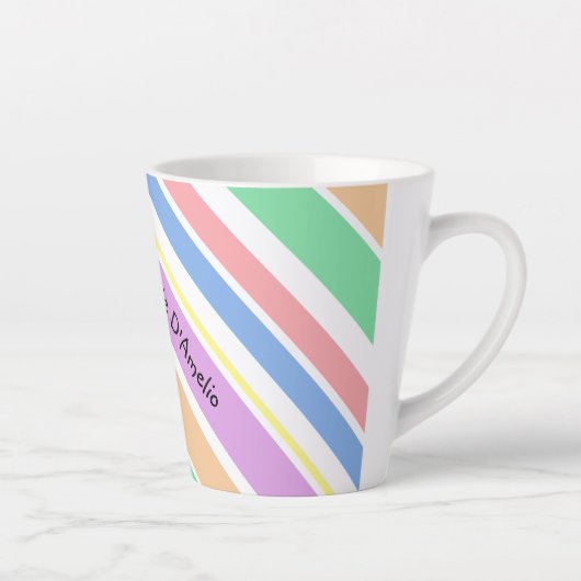 Gepersonaliseerde Diagonale Streep Pastel Multi Kl Latte Mok (Rechts)