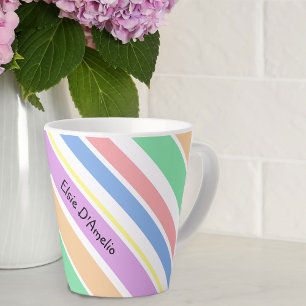 Gepersonaliseerde Diagonale Streep Pastel Multi Kl Latte Mok