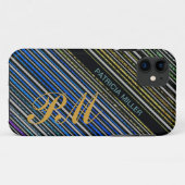 gepersonaliseerde diagonale strepen voor monogram Case-Mate iPhone case (Achterkant (horizontaal))