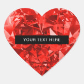 Gepersonaliseerde Diamant Robijn Hart Sticker (Voorkant)