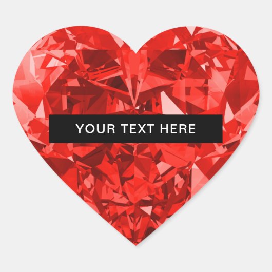 Gepersonaliseerde Diamant Robijn Hart Sticker (Voorkant)