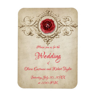 Gepersonaliseerde diamantring en rode roos magneet