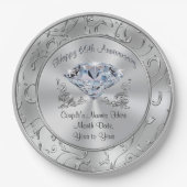 Gepersonaliseerde Diamond 60th Jubileum Papier Bor Papieren Bordje (Voorkant)